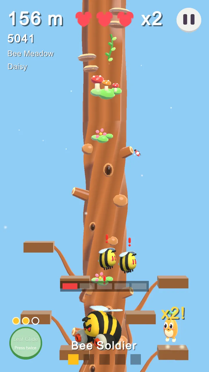Bir dalın üzerinde Bee Soldier ile boss savaşı